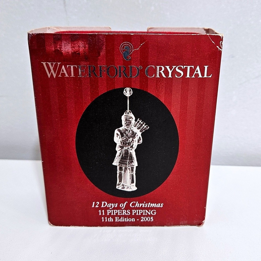 Waterford Crystal 12 Days of Christmas Ornament 11 Pipers Piping 2005 With Box